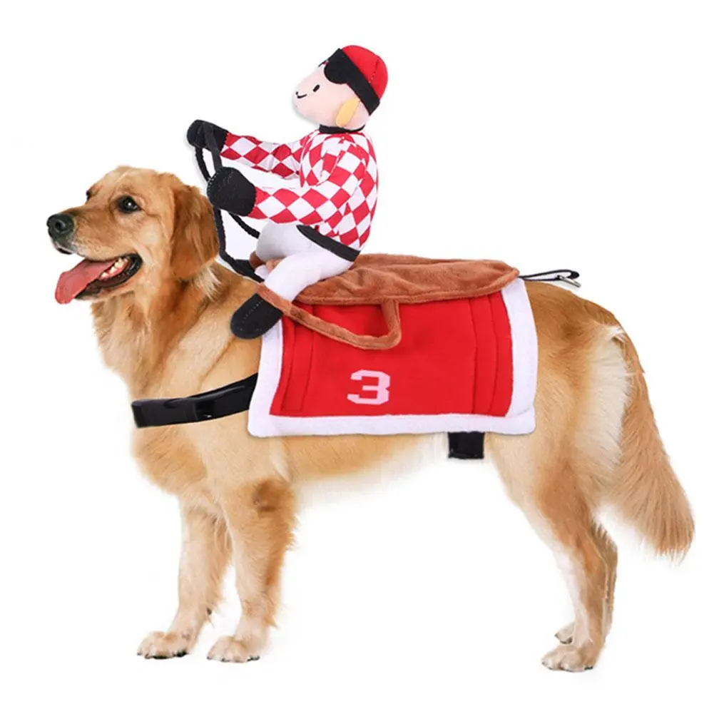 Pet Dog Santa Claus Riding Costume Pet Clothing Flannel Saddle-shaped Pet Cats Dogs Clothes