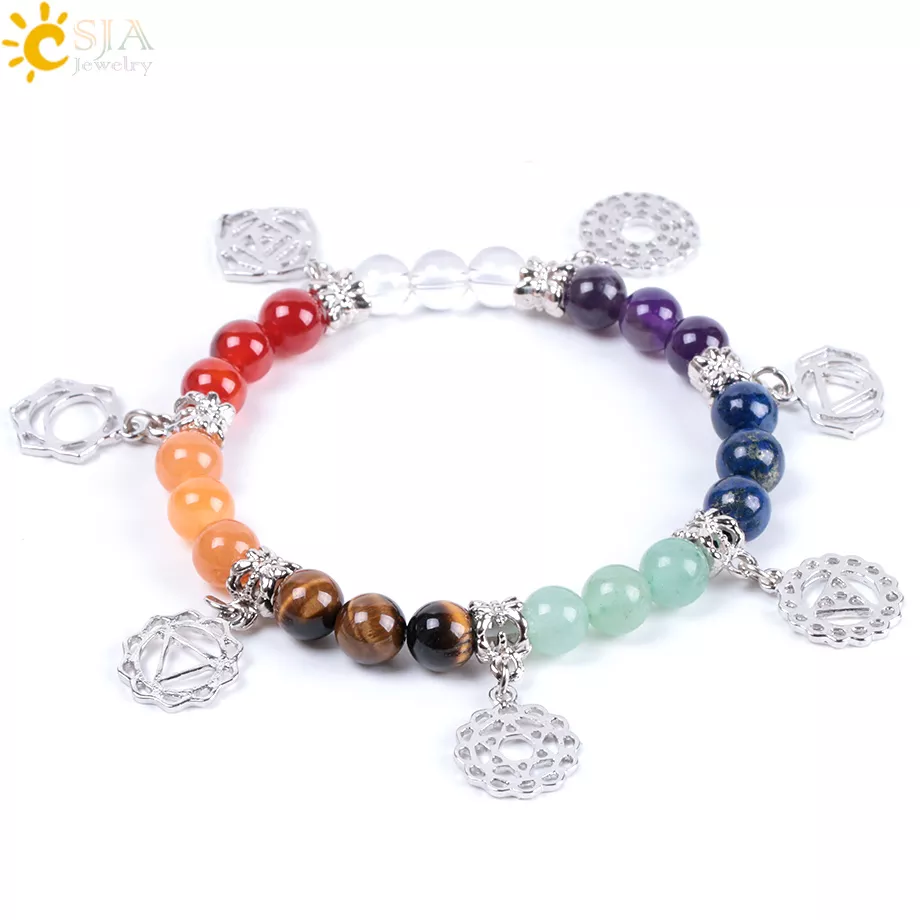 8mm 7 Chakra Bracelet Healing Balance Energy Beads Prayer Natural Stone