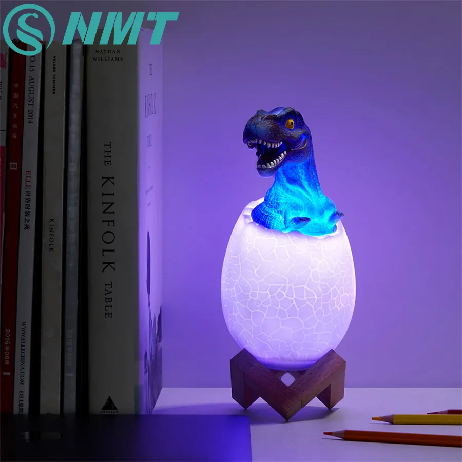 3D Printed Touch Sensor LED Night Light 16 Colors Dinosaur Egg Bedside Lamp Remote Control 4 Modes Toy Rechargeable Table Lamp