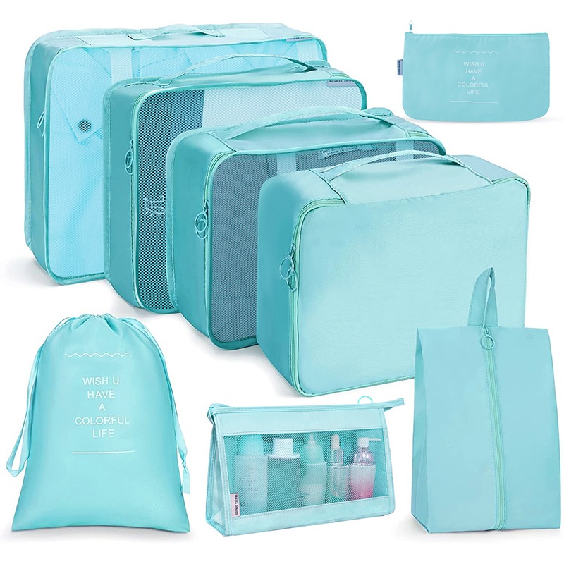 8Pcs/set Packing Cubes Luggage Organizer Bags Travel Suitcases Organizers Luggage Cubes with Toiletry Bag and Shoes Bag