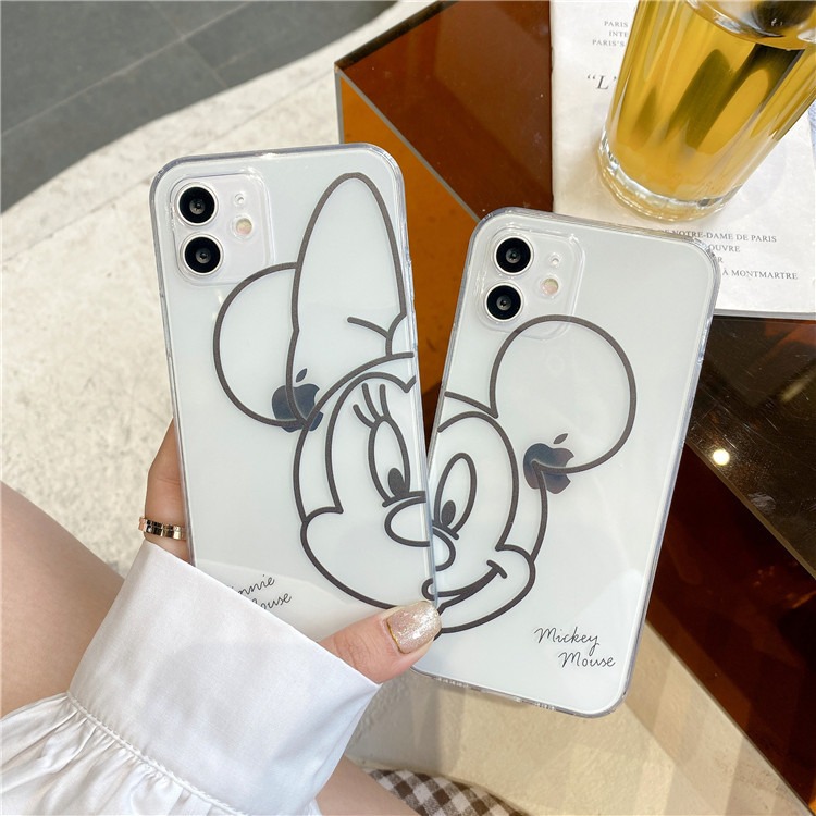 Personality Couple Mickey Minnie iPhone 11pro for X / XS Side Transparent XR Mobile Phone Case Apple 12pro