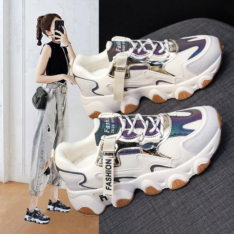 Women’s shoes new breathable Korean sports shoes thick-soled student running women’s shoes